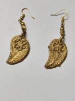 Handcrafted Dokra Brass Earrings – Paisley Leaf Motif