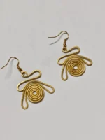 Handicraft Brass Earrings – Spiral Loop Design - Image 2
