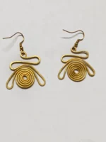 Handicraft Brass Earrings – Spiral Loop Design - Image 4
