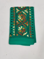 Green Cotton Kantha Stitch Blouse Piece