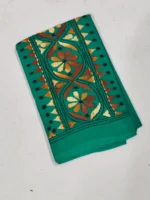 Green Cotton Kantha Stitch Blouse Piece - Image 3