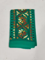 Green Cotton Kantha Stitch Blouse Piece - Image 4