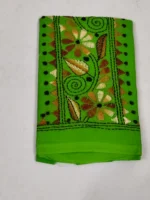 Green Cotton Kantha Stitch Blouse Piece - Image 4