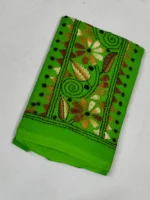 Green Cotton Kantha Stitch Blouse Piece - Image 2