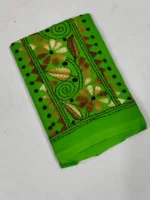 Green Cotton Kantha Stitch Blouse Piece - Image 3