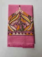 Handicraft Cotton Pink  Kantha Stitch Blouse Piece Material - Image 4