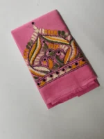 Handicraft Cotton Pink  Kantha Stitch Blouse Piece Material - Image 3