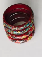 Handcrafted Tribal Print Wooden Bangles Set for Women | Ethnic Multicolor Fashion Bangles - Image 2