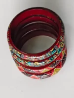 Handcrafted Tribal Print Wooden Bangles Set for Women | Ethnic Multicolor Fashion Bangles - Image 4