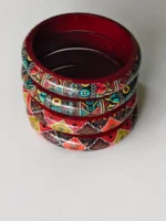 Handcrafted Tribal Print Wooden Bangles Set for Women | Ethnic Multicolor Fashion Bangles - Image 6