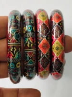 Handcrafted Tribal Print Wooden Bangles Set for Women | Ethnic Multicolor Fashion Bangles - Image 7