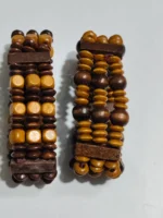 Wooden Beaded Adjustable Stretchable Bracelet Pack of 2 - Image 4