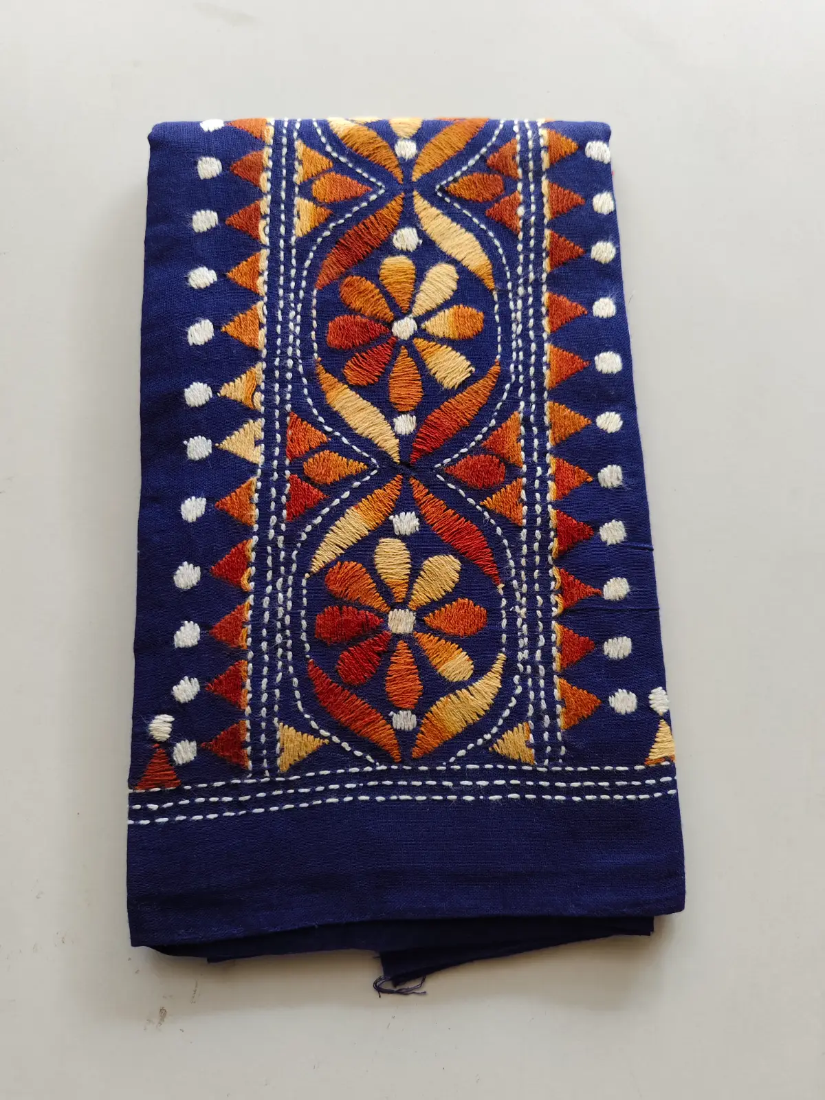 1000862026.webp Hand Embroidered Cotton Kantha Stitch Blouse Material - Image 1