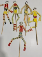 Handcrafted Palm Leaf Sepoy Puppet Set –  Folk Art Toy (Set of 5)