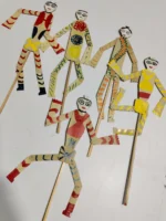 Handcrafted Palm Leaf Sepoy Puppet Set –  Folk Art Toy (Set of 5) - Image 3
