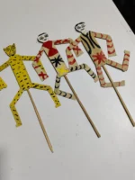 Palm leaf Dolls Sepoy Puppet Set –  Folk Art Toy (Set of 3) - Image 2