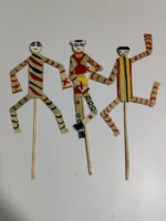 Handcrafted Palm Leaf Sepoy Puppet Set –  Folk Art Toy (Set of 3) - Image 4