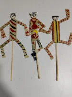 Handcrafted Palm Leaf Sepoy Puppet Set –  Folk Art Toy (Set of 3)