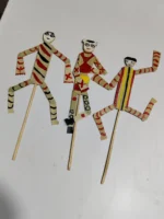 Handcrafted Palm Leaf Sepoy Puppet Set –  Folk Art Toy (Set of 3) - Image 3