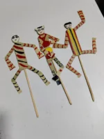 Handcrafted Palm Leaf Sepoy Puppet Set –  Folk Art Toy (Set of 3) - Image 2