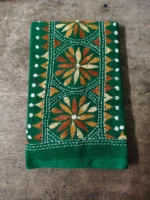 Handicraft Kantha Stitch Cotton Blouse Piece Material forest Green