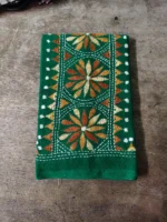 Handicraft Kantha Stitch Cotton Blouse Piece Material forest Green - Image 4