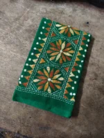 Handicraft Kantha Stitch Cotton Blouse Piece Material forest Green - Image 2