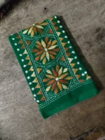 Handicraft Kantha Stitch Cotton Blouse Piece Material forest Green - Image 3