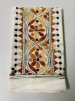 White Cooton Kantha work blouse piece - Image 4