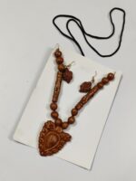 Handcrafted Terracotta Necklace & Earrings Set – Floral Motif - Image 4