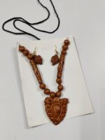Handcrafted Terracotta Necklace & Earrings Set – Floral Motif - Image 2