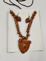 Handcrafted Terracotta Necklace & Earrings Set – Floral Motif - Image 3