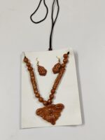 Handcrafted Terracotta Necklace & Earrings Set – Ornate Floral Design - Image 3