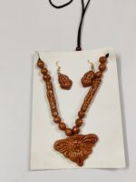 Handcrafted Terracotta Necklace & Earrings Set – Ornate Floral Design