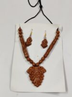 Handcrafted Terracotta Necklace & Earrings Set – Ornate Carved Motif