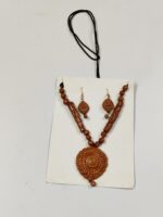 Handcrafted Terracotta Necklace & Earrings Set – Circular Floral Motif - Image 4