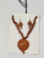 Handcrafted Terracotta Necklace & Earrings Set – Circular Floral Motif