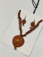 Handcrafted Terracotta Necklace & Earrings Set – Circular Floral Motif - Image 2