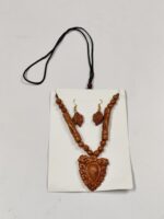 Terracotta Necklace & Earrings Set – Ornate Carved Motif - Image 4