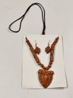 Terracotta Necklace & Earrings Set – Ornate Carved Motif