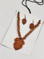 Handcrafted Terracotta Necklace & Earrings Set – Intricate Floral & Geometric Motif - Image 3