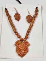 Handcrafted Terracotta Necklace & Earrings Set – Intricate Floral & Geometric Motif