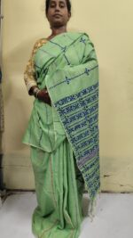 Bengal Kantha Stitch Khadi Pure Cotton Saree - For Women - Image 3