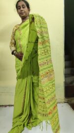 Bengal Kantha Stitch Khadi Pure Cotton Saree - For Women and girls - Image 4