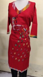 Handmade Red Cotton Kurti for Women — Ethnic Cotton Kurti with Peacock Design - Image 5