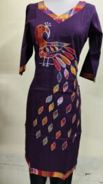 Handmade Purple Cotton Kurti for Women — Ethnic Cotton Kurti with Peacock Design - Image 6