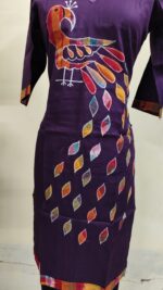 Handmade Purple Cotton Kurti for Women — Ethnic Cotton Kurti with Peacock Design - Image 4