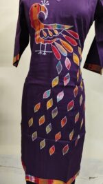 Handmade Purple Cotton Kurti for Women — Ethnic Cotton Kurti with Peacock Design - Image 4