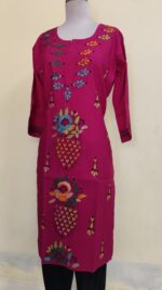 Handcrafted Cotton Kantha Stitch Long Kurti for ladies - Image 3