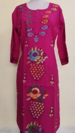 Handcrafted Cotton Kantha Stitch Long Kurti for ladies - Image 4